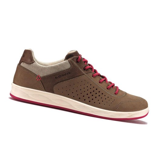 Chaussures de Marche Lowa San Francisco GTX LO WS Femme Taupe / Berry | KSQD87306
